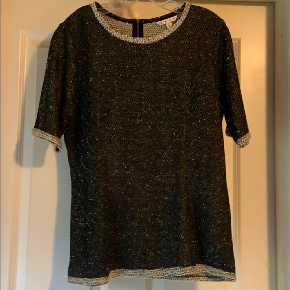 Cabi Black Knit Top W/Back Zipper